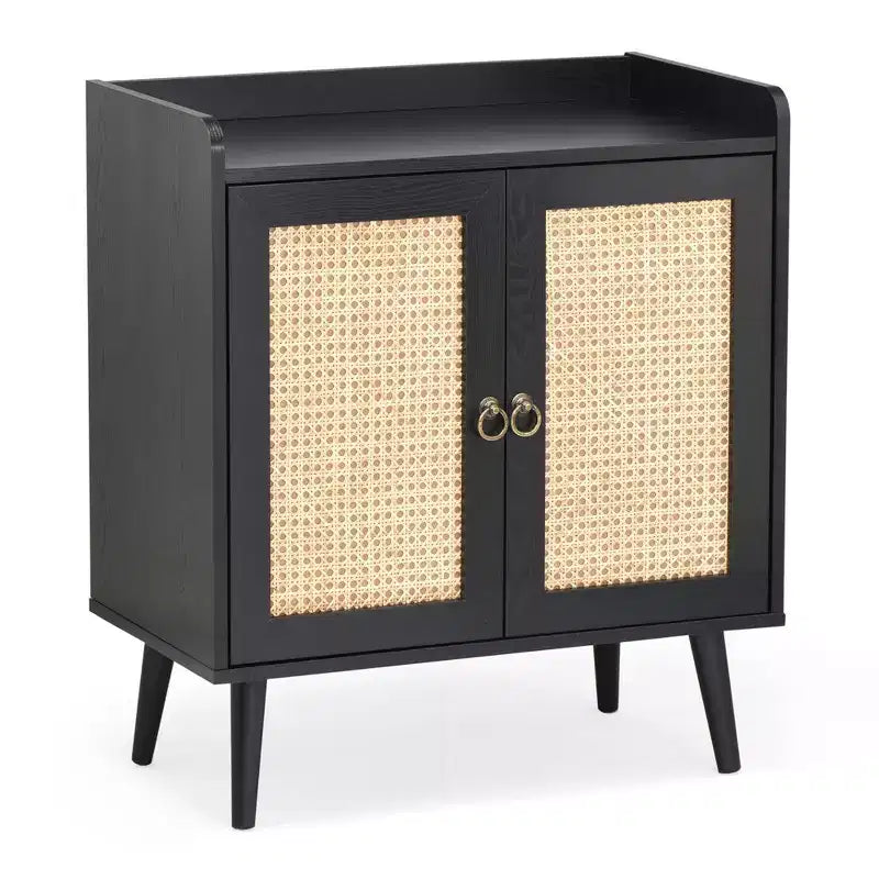 Sideboard Buffet Cabinet,Liquor Bar Cabinet with Natural Rattan Decorated Doors,Accent Kitchen Storage Cabinet for Dining Room
