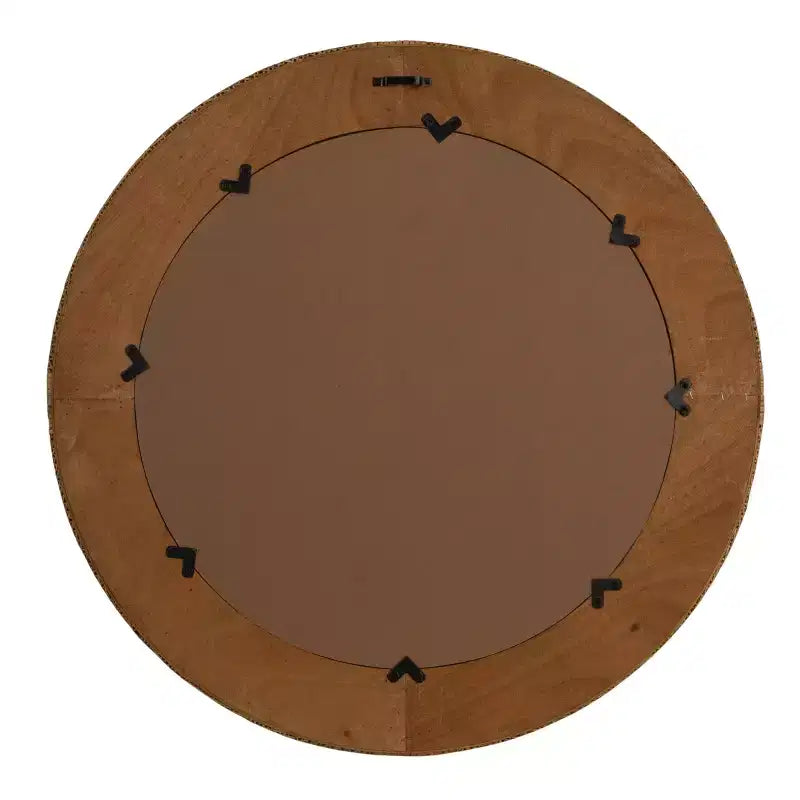 Home Handwoven Rattan Cane Round Wall Mirror, Natural