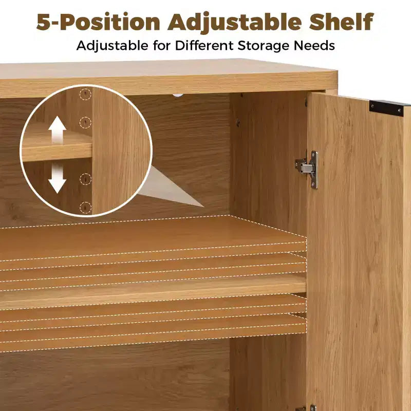 31 2-Door Fluted Buffet Sideboard Cabinet Multipurpose Dining Room Organizer