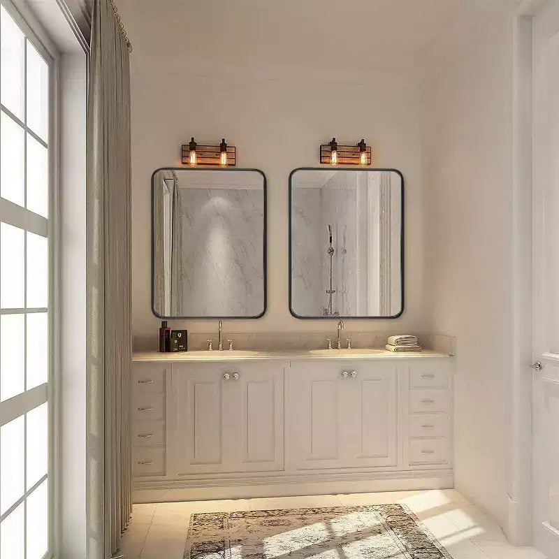 Black Metal Framed Rectangular Bathroom Wall Mirror - Stylish & Durable