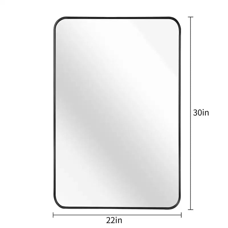 Black Metal Framed Rectangular Bathroom Wall Mirror - Stylish & Durable