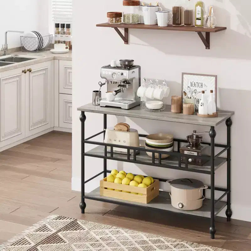 Console Table 43, 3-Tier Industrial Entryway Table, Narrow Entrance Sofa Table with Shelves