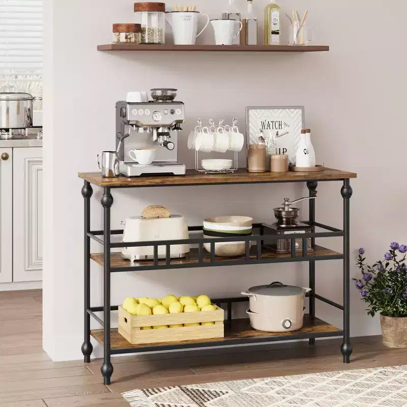 Console Table 43, 3-Tier Industrial Entryway Table, Narrow Entrance Sofa Table with Shelves