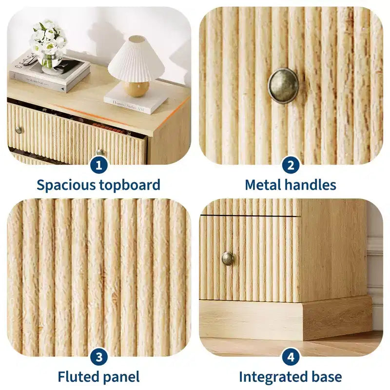 5 Drawer Tall Dresser for Bedroom, Fluted Vertical Chest of Drawers, Wood Storage Dresser with Metal Handles, Space Saving Dresser