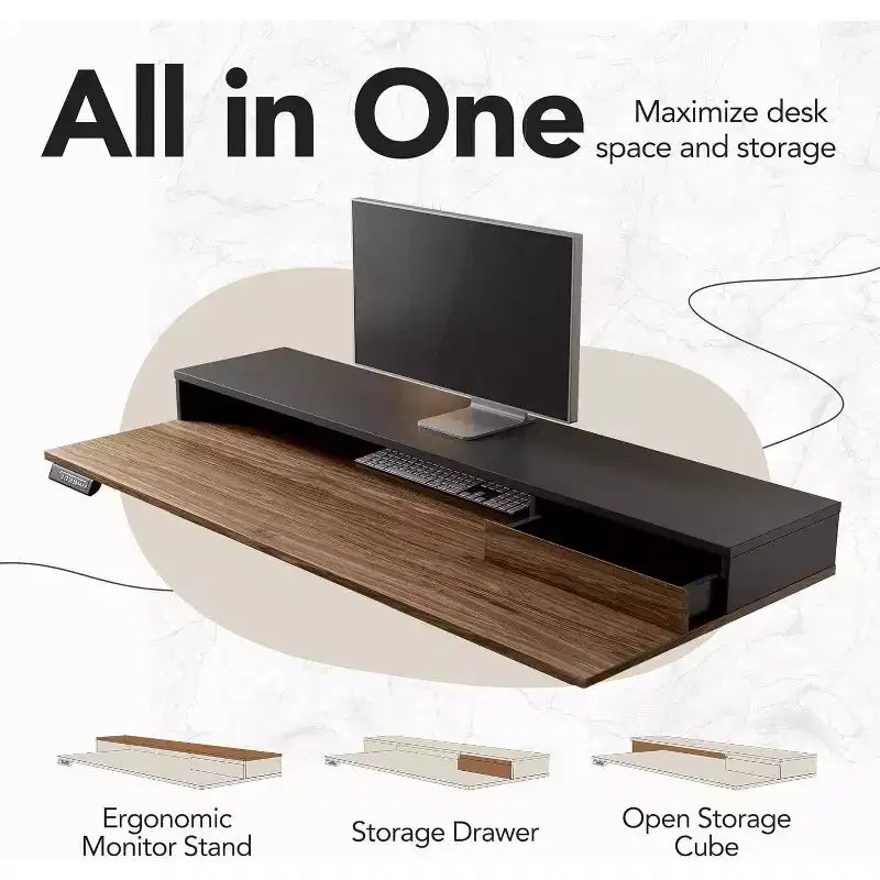 Standing Desk with Drawers and File Cabinet, 47 Inch Electric Height Adjustable Desk with Storage, Ergonomic Stand Up Table with Monitor Stand