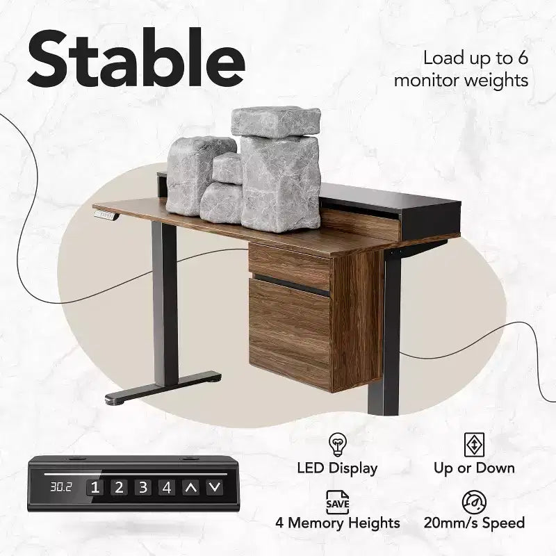 Standing Desk with Drawers and File Cabinet, 47 Inch Electric Height Adjustable Desk with Storage, Ergonomic Stand Up Table with Monitor Stand