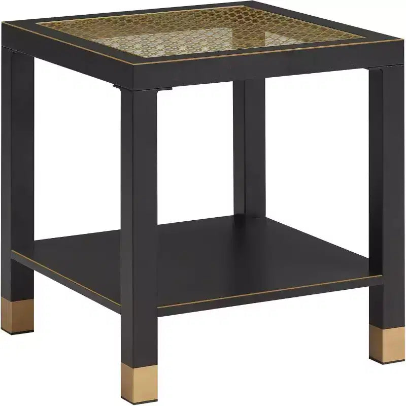 20 Modern 2-Tier Glass End Table with Metal Frame,Versatile Living Room & Bedroom Side Table