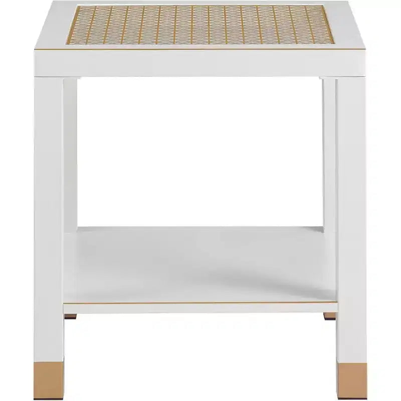 20 Modern 2-Tier Glass End Table with Metal Frame,Versatile Living Room & Bedroom Side Table