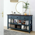 Mid-Century Solid Wood Console Table with 3 Drawers and 2 Shelves