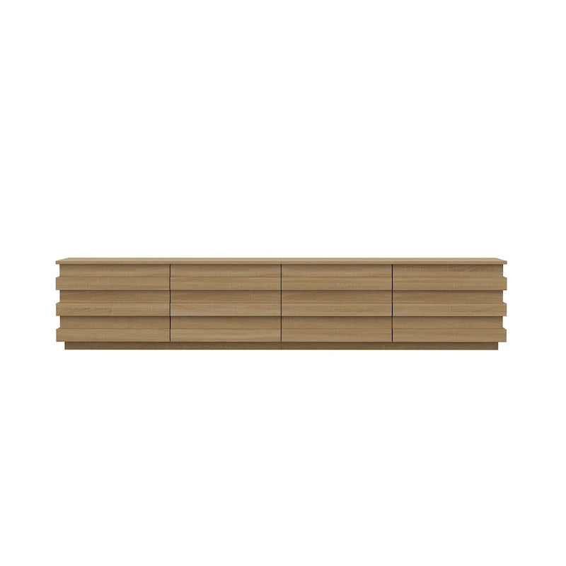 78-Inch Modern TV Stand with 4 Drawers and Light Wood Finish