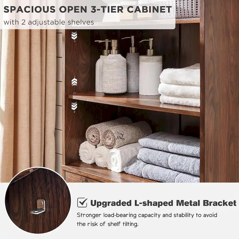 72-Inch Farmhouse Bathroom Storage Cabinet with Barn Doors and Drawers