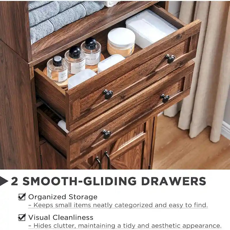 72-Inch Farmhouse Bathroom Storage Cabinet with Barn Doors and Drawers