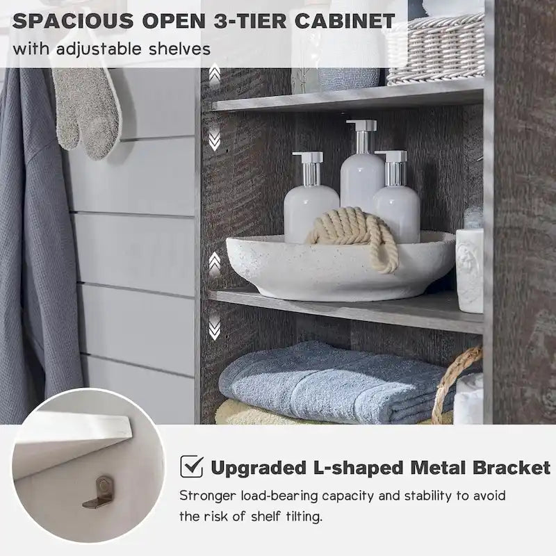 72-Inch Farmhouse Bathroom Storage Cabinet with Barn Doors and Drawers