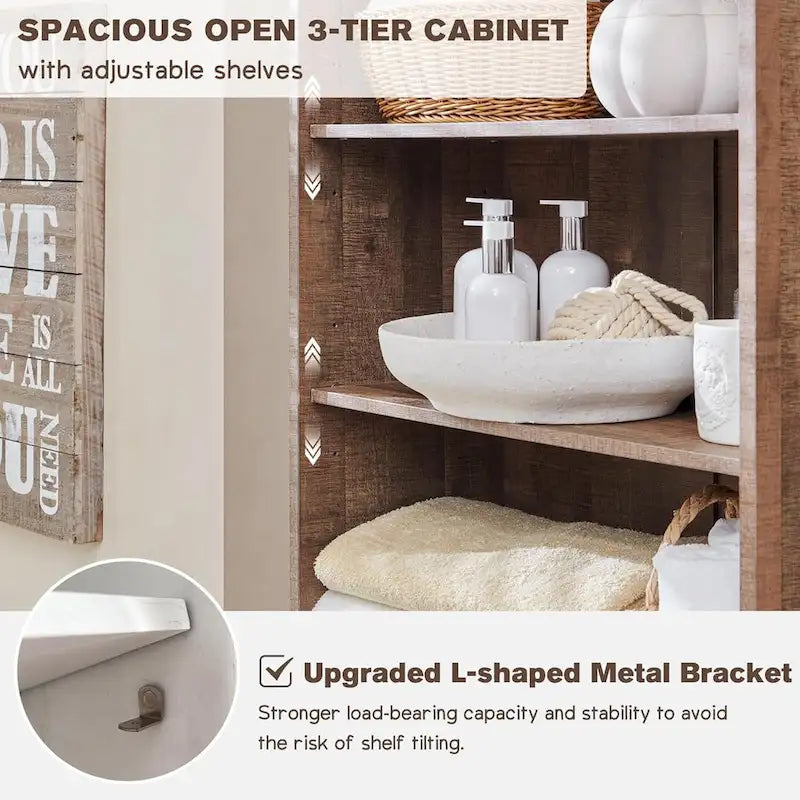 72-Inch Farmhouse Bathroom Storage Cabinet with Barn Doors and Drawers