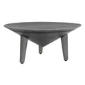 28-Inch Round Gray Mango Wood Coffee Table with 3 Splayed Legs