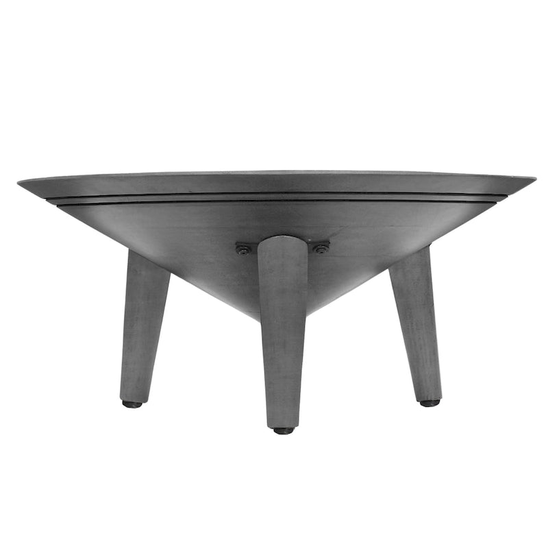 28-Inch Round Gray Mango Wood Coffee Table with 3 Splayed Legs