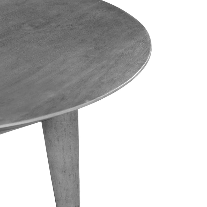 28-Inch Round Gray Mango Wood Coffee Table with 3 Splayed Legs