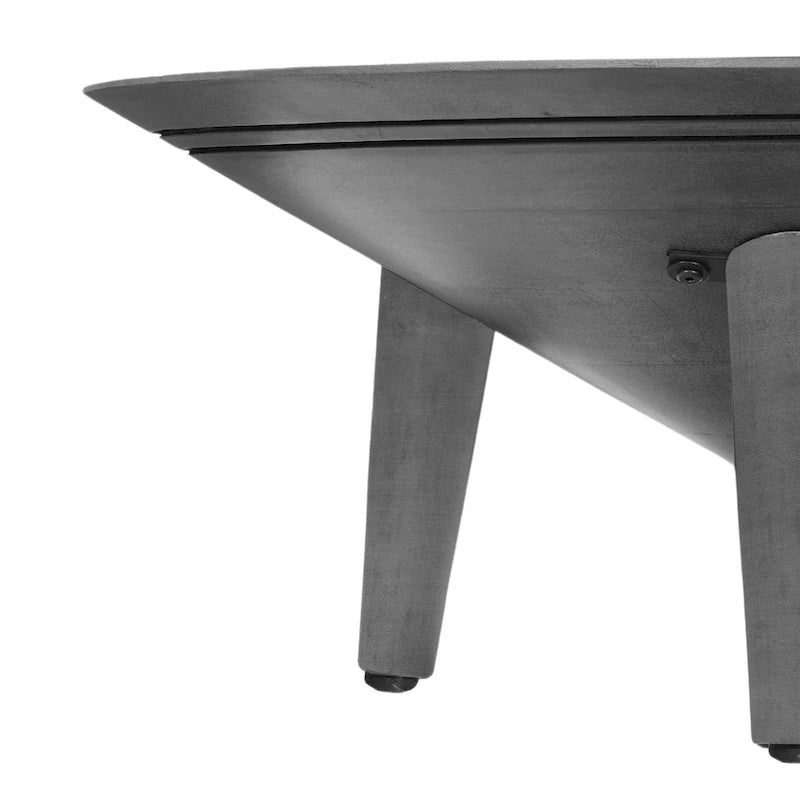 28-Inch Round Gray Mango Wood Coffee Table with 3 Splayed Legs
