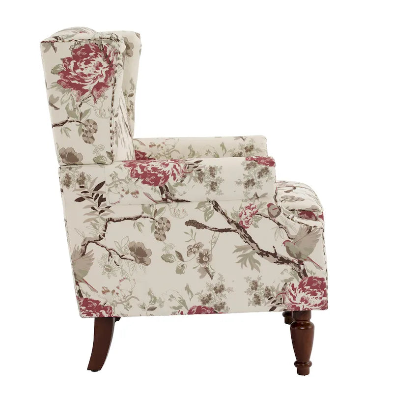 Traditional Wingback Accent Armchair with Nailhead Trim, Set of 2