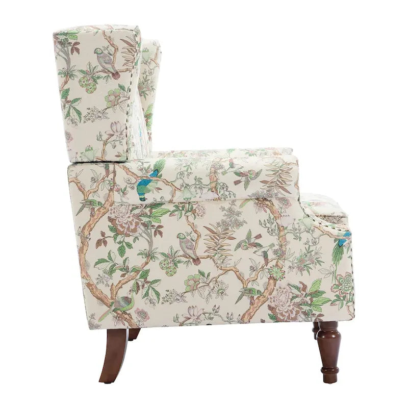 Traditional Wingback Accent Armchair with Nailhead Trim, Set of 2
