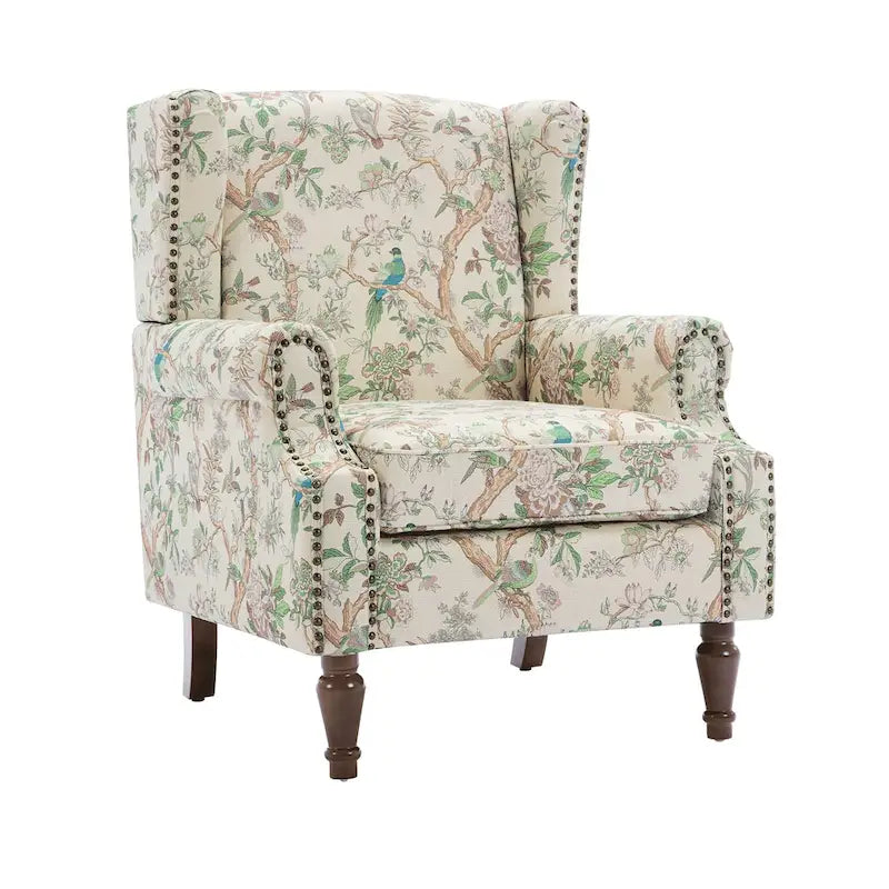 Traditional Wingback Accent Armchair with Nailhead Trim, Set of 2