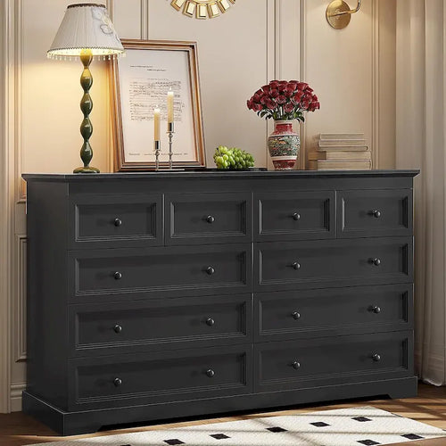 10-Drawer Farmhouse Dresser 55-Inch Wide with Fluted Panels
