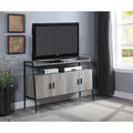 52-Inch Industrial TV Stand with Open Shelf and Metal Legs, Gray Oak
