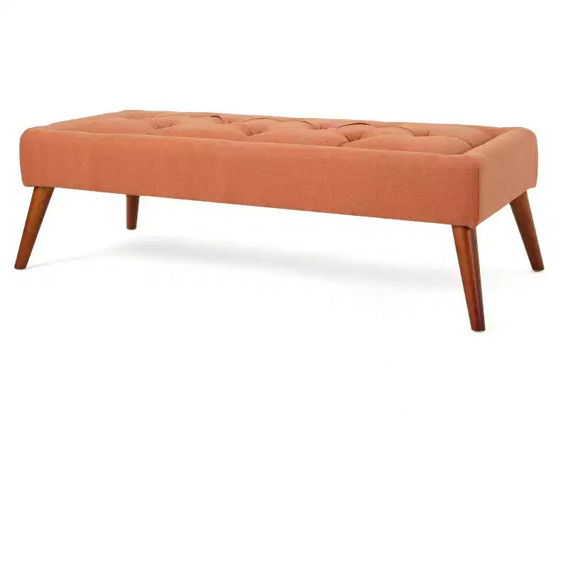 Dilwyn Tufted Ottoman - Orange - Christopher Knight Home: Rectangular Upholstered Bench for Entryway