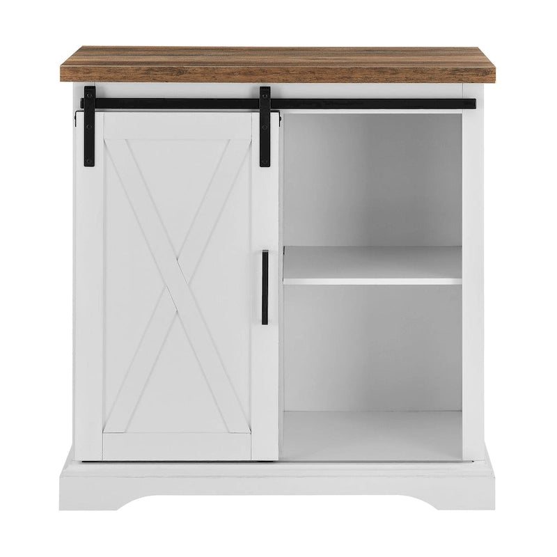 32-Inch Sliding Barn Door Cabinet with Adjustable Shelves