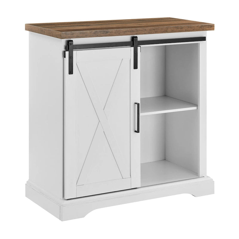 32-Inch Sliding Barn Door Cabinet with Adjustable Shelves