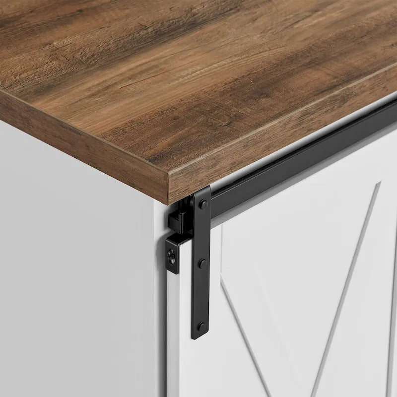 32-Inch Sliding Barn Door Cabinet with Adjustable Shelves