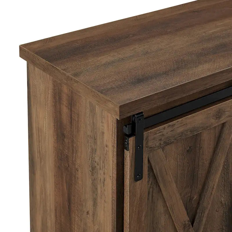 32-Inch Sliding Barn Door Cabinet with Adjustable Shelves