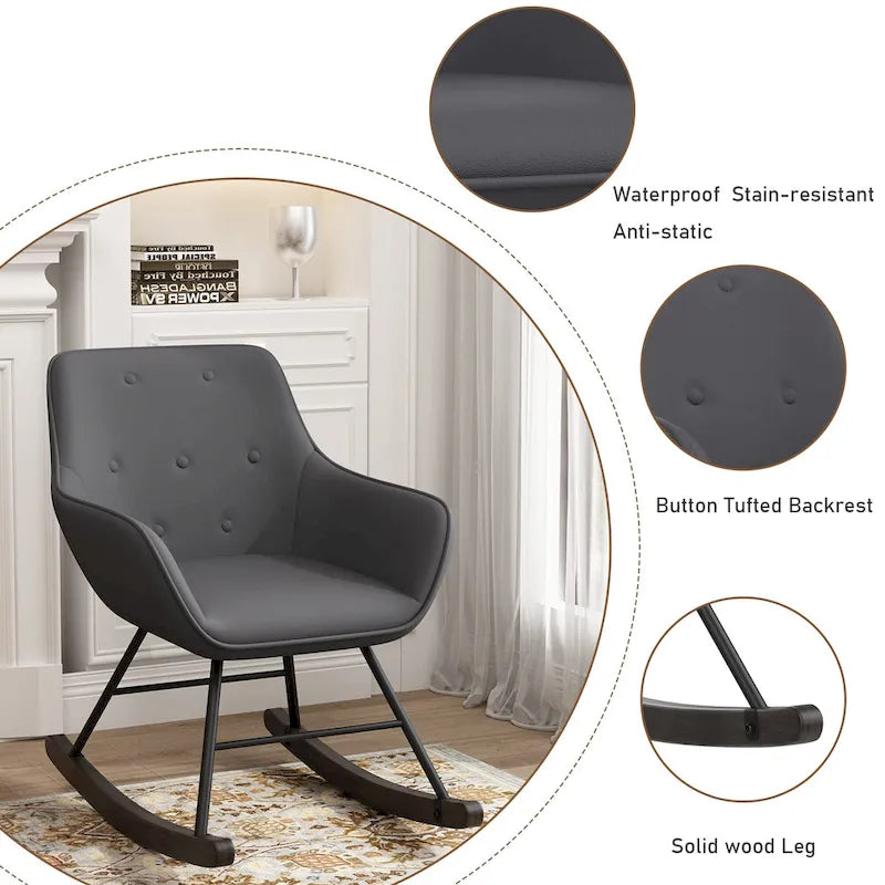 Button Tufted Velvet Accent Chair with Wood Legs, High Back