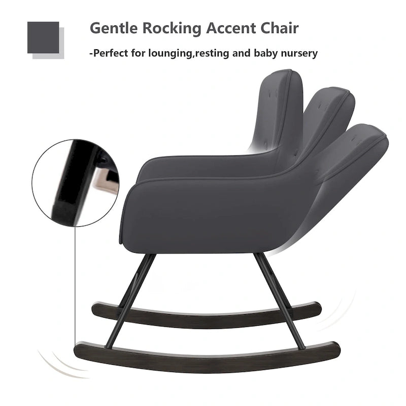 Button Tufted Velvet Accent Chair with Wood Legs, High Back