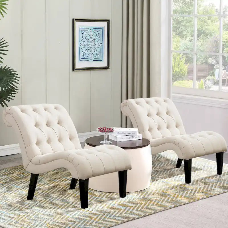 Button Tufted Velvet Accent Chair with Wood Legs, High Back