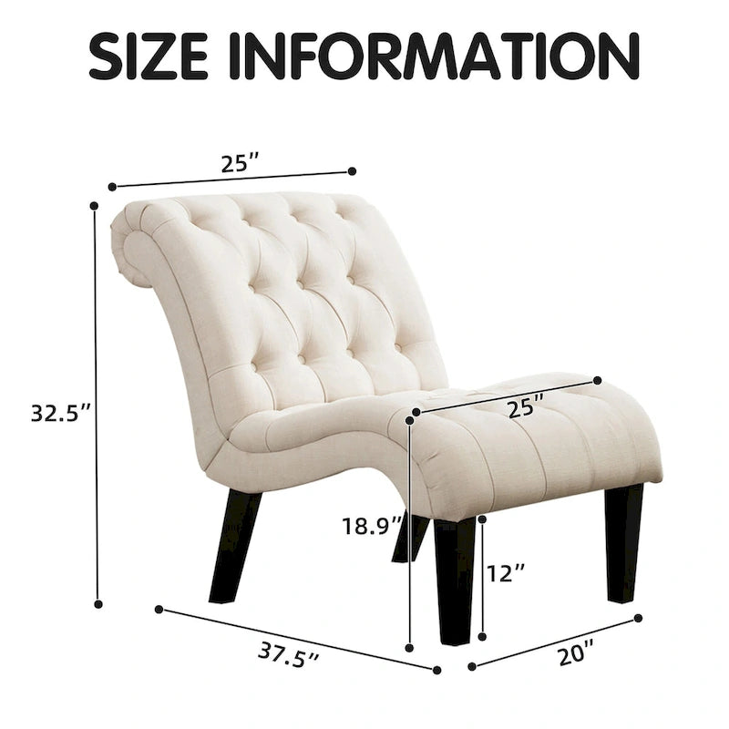 Button Tufted Velvet Accent Chair with Wood Legs, High Back