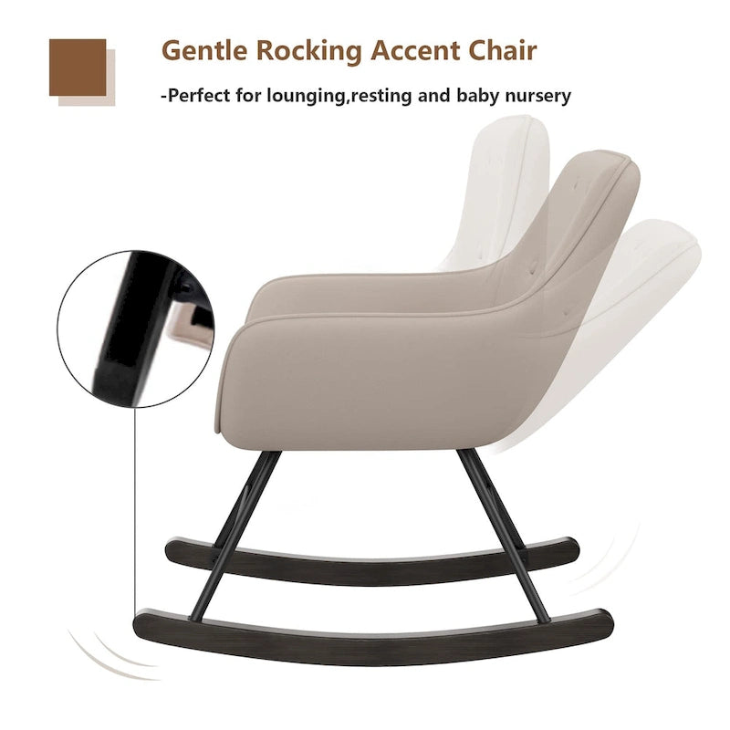 Button Tufted Velvet Accent Chair with Wood Legs, High Back