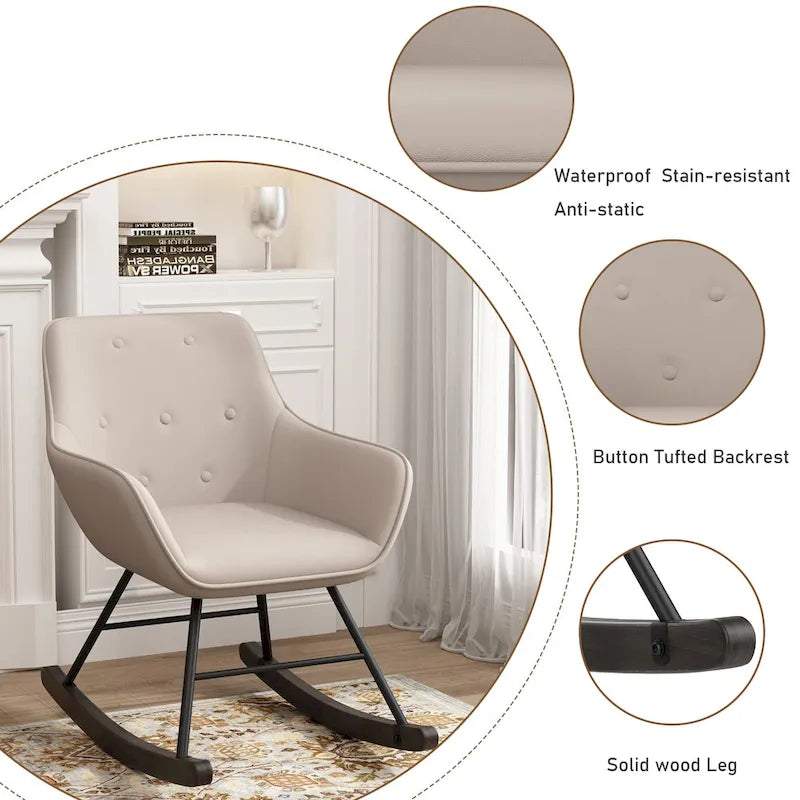 Button Tufted Velvet Accent Chair with Wood Legs, High Back