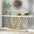 70.9-Inch Console Table with Faux Marble Top and Gold Metal Frame