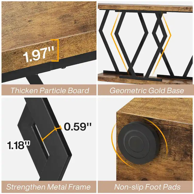 70.9-Inch Console Table with Faux Marble Top and Gold Metal Frame