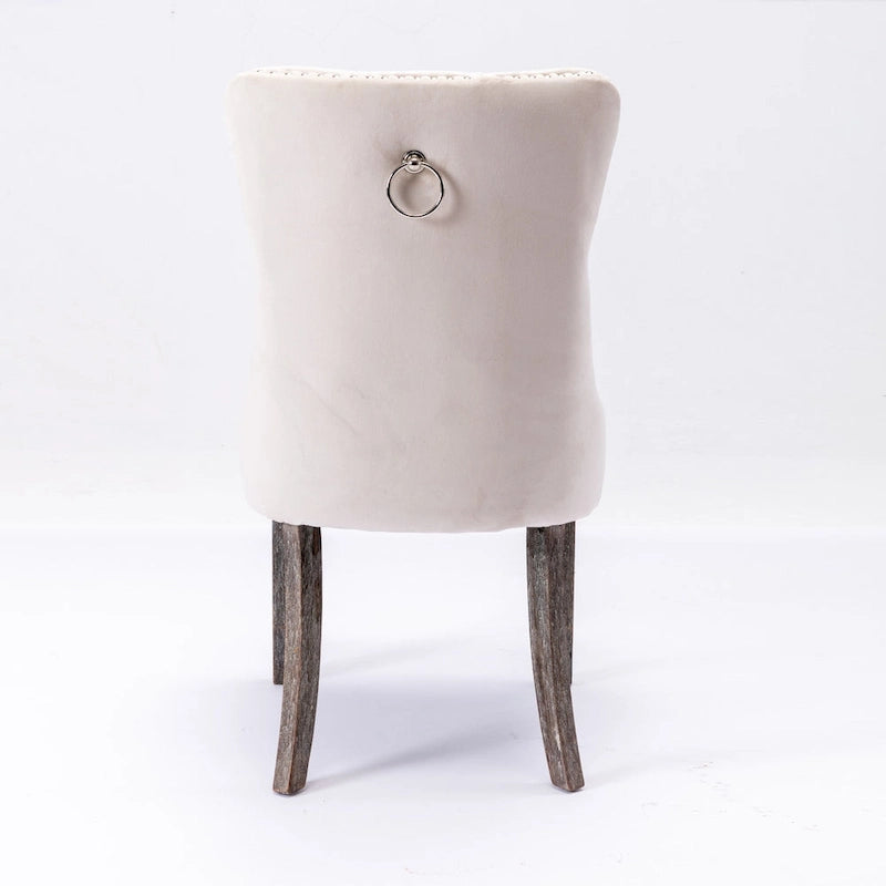 Velvet Dining Chair with High Back and Solid Wood Legs, Set of 2