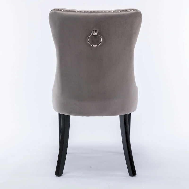 Velvet Dining Chair with High Back and Solid Wood Legs, Set of 2