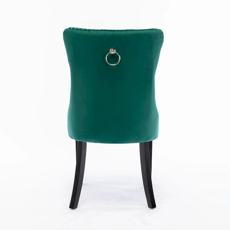 Velvet Dining Chair with High Back and Solid Wood Legs, Set of 2