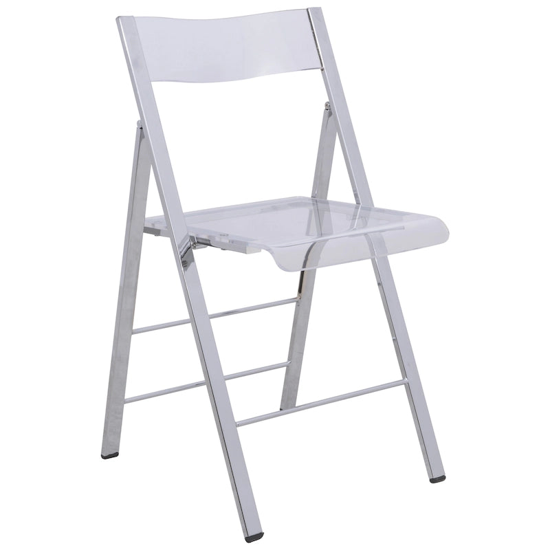Foldable Acrylic Dining Chair with Chrome Frame, Indoor and Outdoor