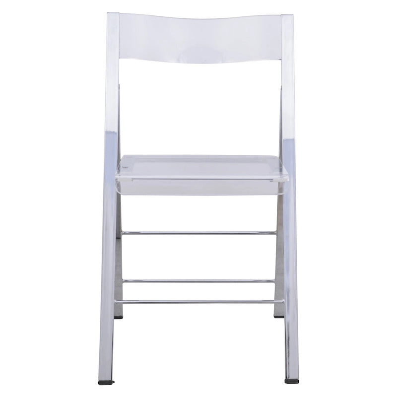 Foldable Acrylic Dining Chair with Chrome Frame, Indoor and Outdoor