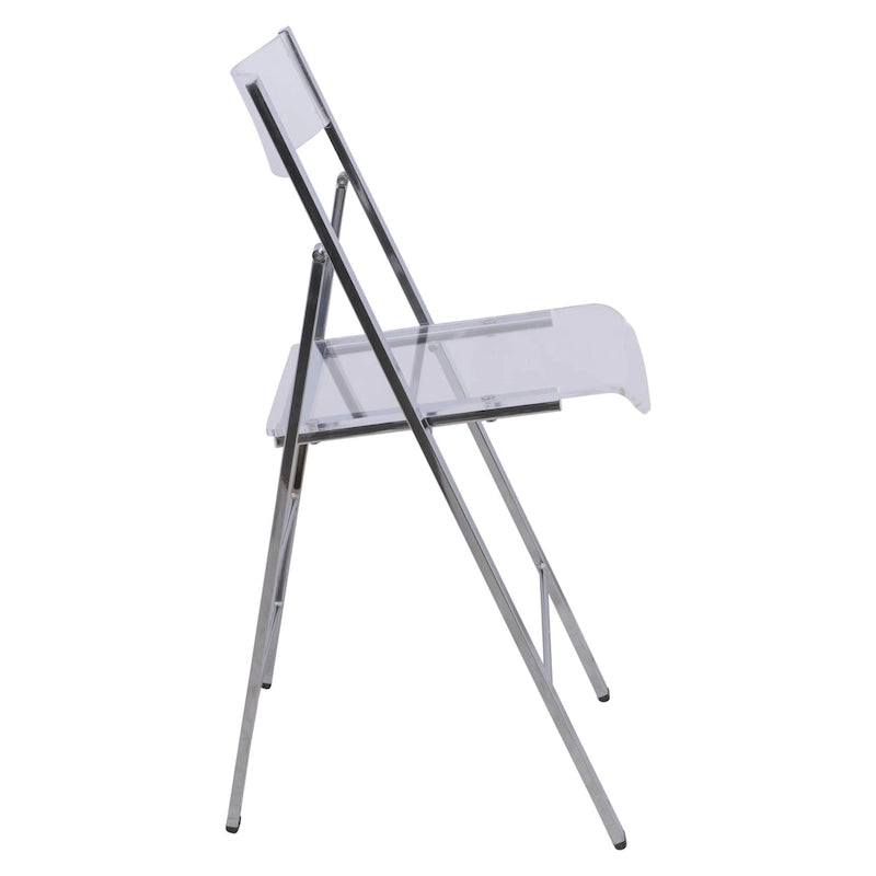 Foldable Acrylic Dining Chair with Chrome Frame, Indoor and Outdoor