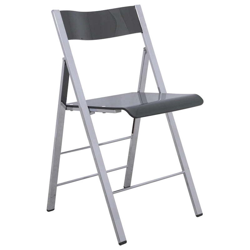 Foldable Acrylic Dining Chair with Chrome Frame, Indoor and Outdoor