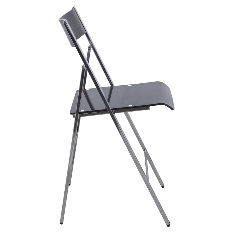 Foldable Acrylic Dining Chair with Chrome Frame, Indoor and Outdoor