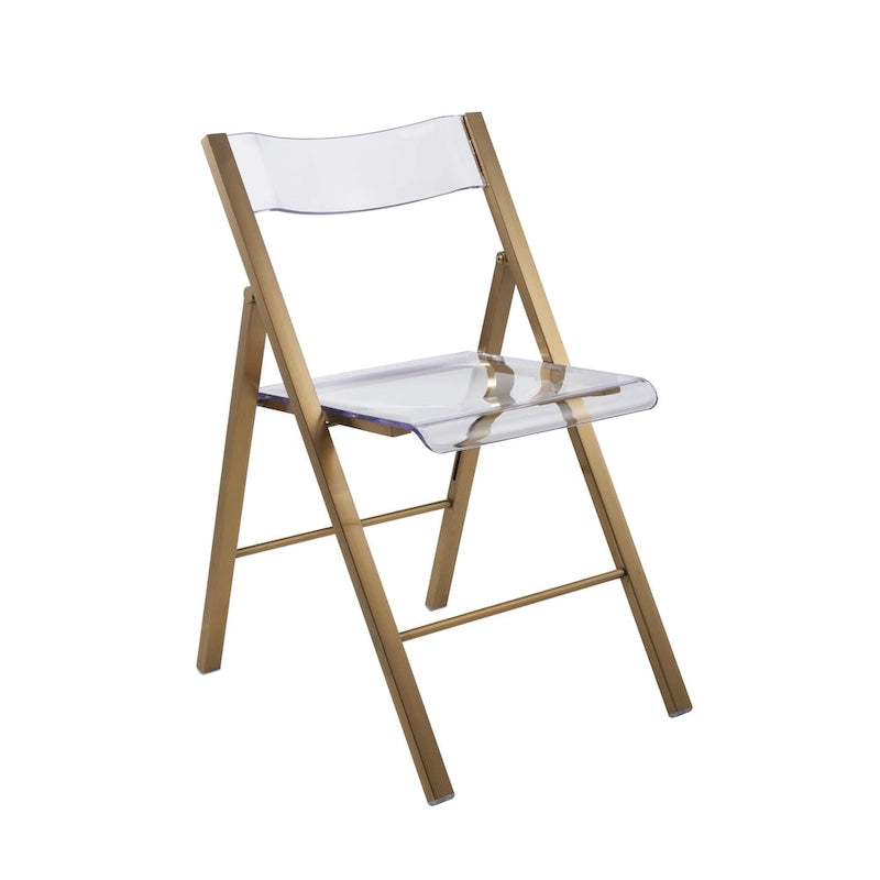 Foldable Acrylic Dining Chair with Chrome Frame, Indoor and Outdoor