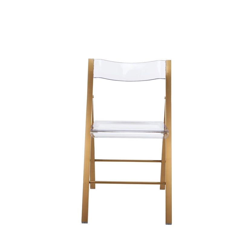 Foldable Acrylic Dining Chair with Chrome Frame, Indoor and Outdoor